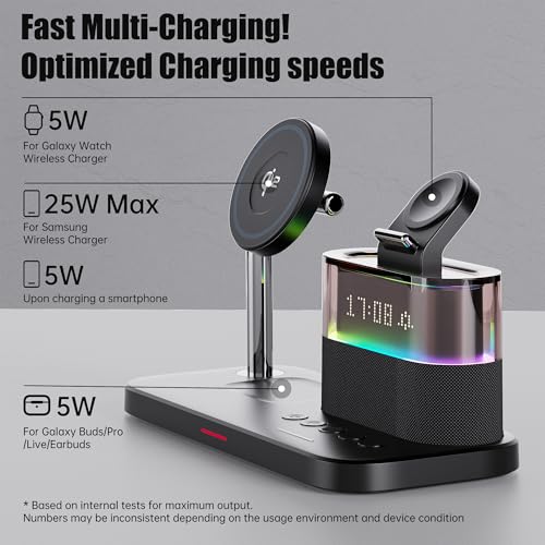 Magnetic Charger for Samsung, 5 in 1 Wireless Charging Station for Samsung Galaxy S25 Ultra/S24/S23/S22, Galaxy Watch 8/7/6/4/5, Galaxy Buds/Pro, Upgraded Version - color: Black-Upgraded Version