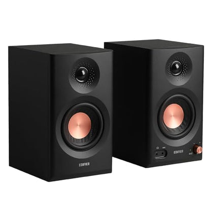 Edifier MR3 Powered Studio Monitor Speakers, Hi-Res Audio Certified Bluetooth V5.4 Active Bookshelf Loudspeakers, 2.0 Computer Speaker with Headphone Output RCA AUX Balanced TRS Input - Black (Pair) - color: Black