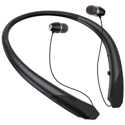 2026 Upgraded Bluetooth Headset - Wireless Neckband Bluetooth Headphones with Retractable Earbuds, Extended Battery Life, and Intuitive Controls for Sports, Office, and Travel (Black) - color: Black