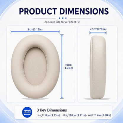 Replacement Ear Pads for Sony WH-1000XM3 Headphones, Ear Cushions for WH1000XM3, Extra Thick Earpads, Headphone Pads with Protein Leather＆Memory Foam, Replacement Cushions - color: Gold