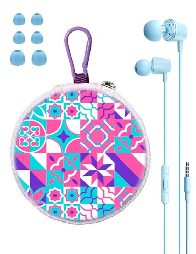Teens Wired Earbuds with Case, 3.5mm Headphones for School, Floral Fiesta - color: Floral Fiesta