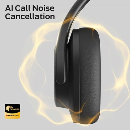 Monster Mission 450 Bluetooth Headphones, 60H Playtime,Deep Bass for Home Office Cellphone PC Ect, Wireless Headphones with 3 EQ Modes, (Black)