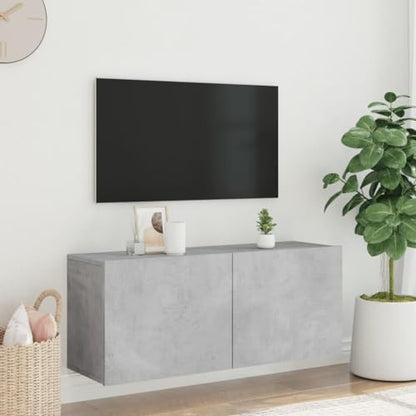 Wall-Mounted TV Cabinet, Modern Floating Media Console Shelf for Living Room, Concrete Grey Engineered Wood TV Stand Storage Unit 39.4x11.8x16.1