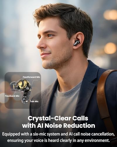 TOZO NC20 Pro Active Noise Cancelling Wireless Earbuds, Smart LCD Screen | LDAC Hi-Res Audio, Stereo Bass, 6 Mics AI Call Ear Buds, 80H Playtime, IPX8 Waterproof, 32 EQ via App, Wireless Charging - color: Ink Black