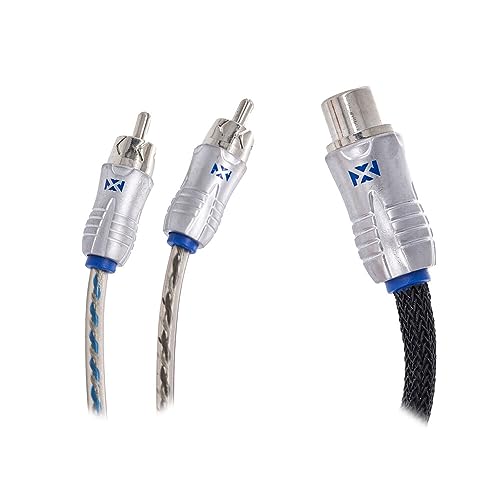 NVX® XIX2M Oxygen Free Copper 1 Female to 2 Male Y-Adapter Double Twisted Pair X-Series Car Audio RCA Audio Cable with Shielded Noise Reduction and Split-tip Silver-Plated Machined Ends (2-Pack) | Oxygen Free Copper Double Twisted Pair X-Series with Shiel