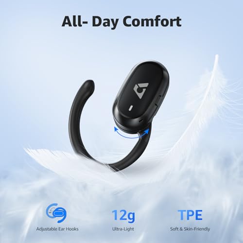 1Mii Open Ear Headphones with Rotatable Earhooks & Organizer Box - color: Black