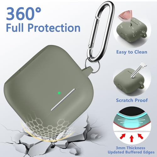 for Airpods 4th Generation Case Cover(2024),Soft Silicone Full Protective Case for AirPods 4 Case with Keychain & Cleaner Kit,Compatible with Apple Airpods 4 for Women,Men（ArmyGreen） - color: Army Green