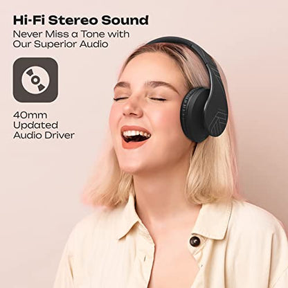 PowerLocus Bluetooth Over-Ear Headphones, Wireless Stereo Foldable Headphones Wireless and Wired Headsets with Built-in Mic, Micro SD/TF, FM for iPhone/Samsung/iPad/PC (Black) - color: Black
