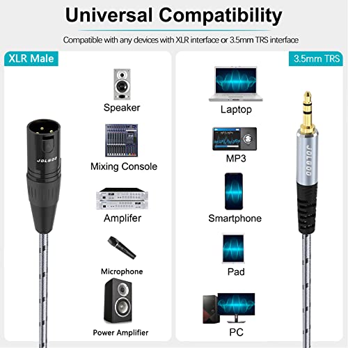 JOLGOO 3.5mm Male to XLR Male Stereo Audio Adapter Cable, 1/8 inch Mini Jack to XLR Adapter, 1 Feet - style: 3.5mm Male to XLR Male