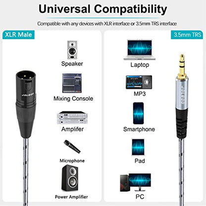 JOLGOO 3.5mm Male to XLR Male Stereo Audio Adapter Cable, 1/8 inch Mini Jack to XLR Adapter, 1 Feet - style: 3.5mm Male to XLR Male