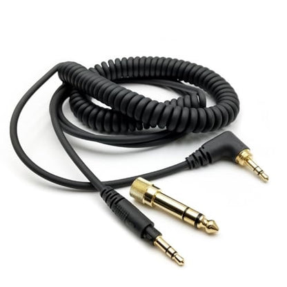 Spring Coiled Headphone Cable Cord with 3.5mm and 6.35mm Connectors Feature for EAH-DJ1200 Black Studio Wire