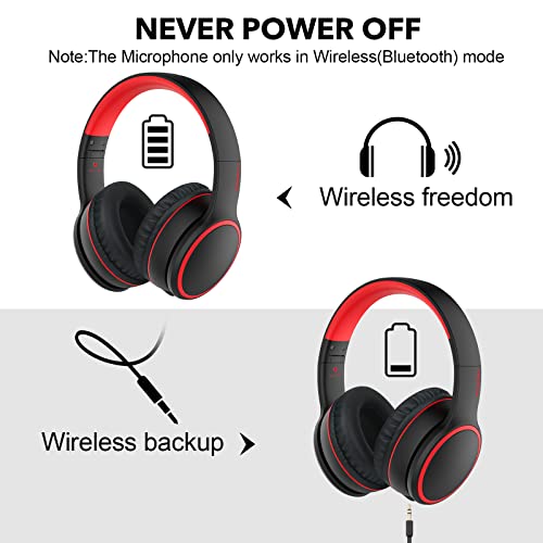 B10 Bluetooth Headphones Over Ear, 2 EQ Music Modes(Normal/Bass) and 50H Playtime Wireless Headphones with Mic, Lightweight Folding HiFi Stereo Headset for iPad/Travel/Tablet/PC/Home (Black) - color: Black