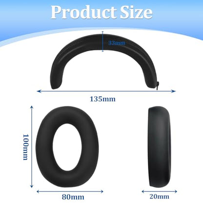for Baseus Inspire XH1 Case Cover, 2 Sets Silicone Sweat Ear Covers& Headband Protector, Washable Scratchproof Headphones Protective Case Accessories (Black)