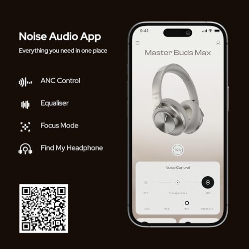 Noise Master Buds Max, Sound by Bose Wireless Over-Ear Headphones with Segment Leading Adaptive ANC, Dynamic EQ, LHDC 5.0, Immersive Spatial Audio,Upto 60H Playtime, App Support (Titanium) - color: Titanium