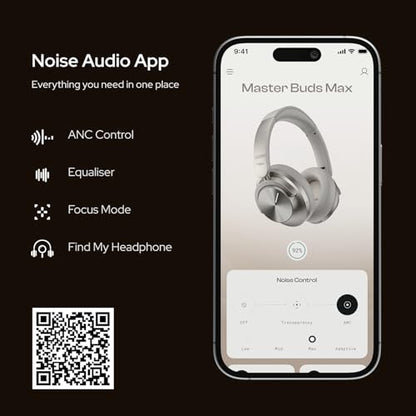 Noise Master Buds Max, Sound by Bose Wireless Over-Ear Headphones with Segment Leading Adaptive ANC, Dynamic EQ, LHDC 5.0, Immersive Spatial Audio,Upto 60H Playtime, App Support (Titanium) - color: Titanium