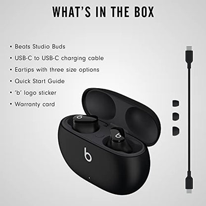 Beats Studio Buds - True Wireless Noise Cancelling Earbuds - Compatible with Apple & Android, Built-in Microphone, IPX4 Rating, Sweat Resistant Earphones, Class 1 Bluetooth Headphones - Black - color: Black, style: Studio Buds
