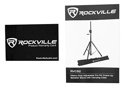 Rockville RVCS2 Heavy-Duty Tripod Crank-Up DJ PA Speaker Stand with Bag | 48-78" Adjustable Height, 100 lb Capacity, 39" Tripod Base, Steel and Aluminum Construction, 1.38" Pole, 9.5 lb Weight