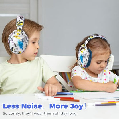 Kids Ear Protection Safety Ear Muffs, NRR 25dB Noise Reduction Children Earmuffs, Hearing Protectors for Sleeping, Studying, Airplane, Concerts, Fireworks-Graffiti with Blue Band - color: Blue Band Graffiti
