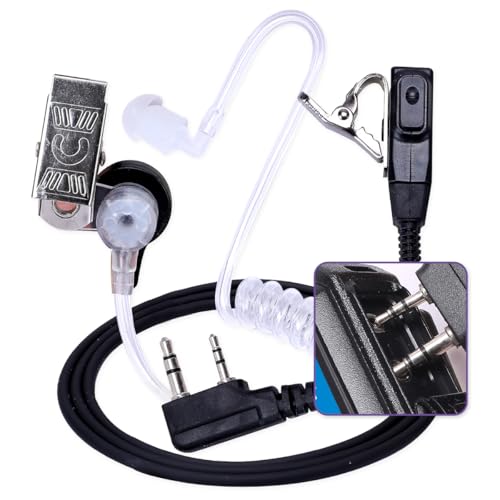 2-Pack K1 Transparent Acoustic Tube Earpiece Push-to-Talk Mic Compatible with global-ptt G0 G5, Rocky Talkie Mountain Radio, Kenwood Samcom Radios, etc (K-Plug) - style: K-plug