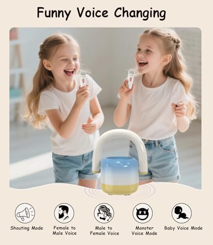 EWA Portable Mini Metal Karaoke Machine, Bluetooth Karaoke Speaker with 2 Wireless Microphones, Ideal Gifts for Girls Boys Family Home Party Birthday Christmas Toys Gifts-(Blue) - color: Blue