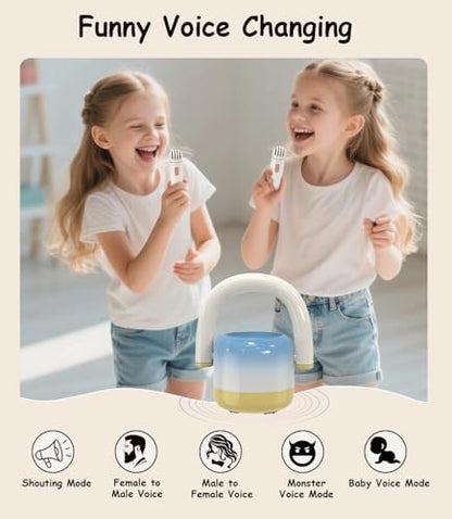 EWA Portable Mini Metal Karaoke Machine, Bluetooth Karaoke Speaker with 2 Wireless Microphones, Ideal Gifts for Girls Boys Family Home Party Birthday Christmas Toys Gifts-(Blue) - color: Blue