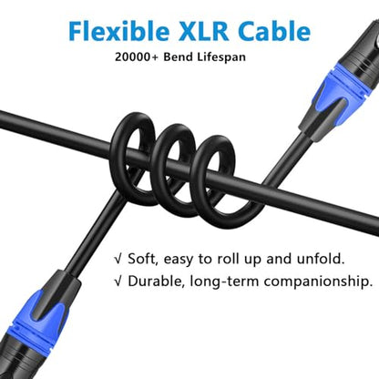 XLR Cables for Microphone, XLR Male to Female Mic Cord 10ft 4 Pack | Balanced Gold-Plated 3-Pin Microphone Cable, OFC, Professional XLR Cord - size: 10ft-4p