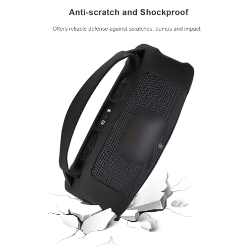 Silicone Case for JBL Charge 5 Wi-Fi/Charge 5 Portable Bluetooth Speaker, Protective Sleeve with Handle and Shoulder Strap Wireless Speakers Accessories (Black) - color: Black