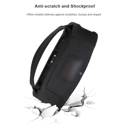 Silicone Case for JBL Charge 5 Wi-Fi/Charge 5 Portable Bluetooth Speaker, Protective Sleeve with Handle and Shoulder Strap Wireless Speakers Accessories (Black) - color: Black