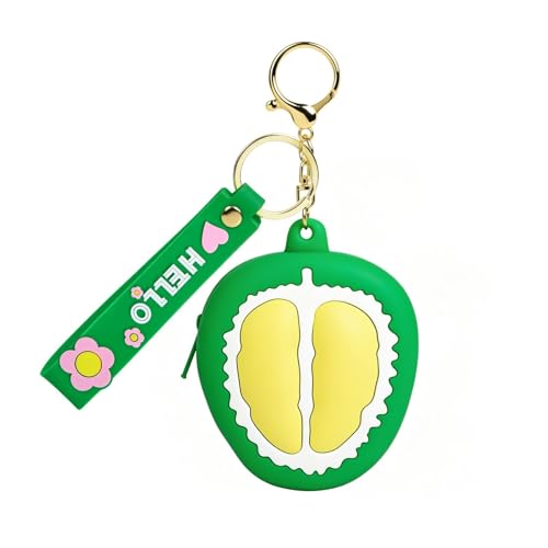 【Woyinger】 Fruit Shaped Silicone Earbud Case for AirPods, Tech Organizer Pouch with Keychain & Wrist Strap, Mini Cable Coin Wired/Wireless Earphone Holder, Durian - color: A2-Durian