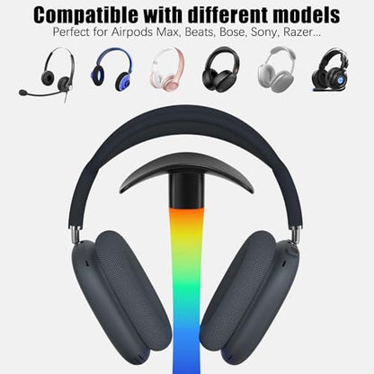 Headphone Stand with Wireless Charger,Gaming Headset stand with RGB Light Mode,For Airpod Max Stand Compatible with Airpod Pro/3/2,For iPhone 17/16/15/14/13/12/11,Gifts for Gamers & Music Lover(Black) - color: Black