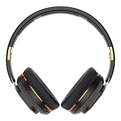 H7 Foldable Over-the-Ear Wireless Bluetooth Headphones, Black | 30H Playingtime,HiFi surround sound and 1.5m Audio Cable,Soft Lightweight Headset With Mic,for Android and iOS,Gift,Study - color: Black
