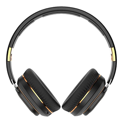 H7 Foldable Over-the-Ear Wireless Bluetooth Headphones, Black | 30H Playingtime,HiFi surround sound and 1.5m Audio Cable,Soft Lightweight Headset With Mic,for Android and iOS,Gift,Study - color: Black
