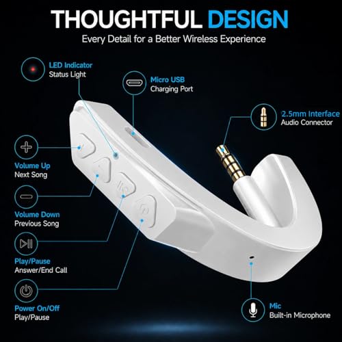 aptX Wireless Bluetooth Adapter for Bose QuietComfort 25, White - color: White