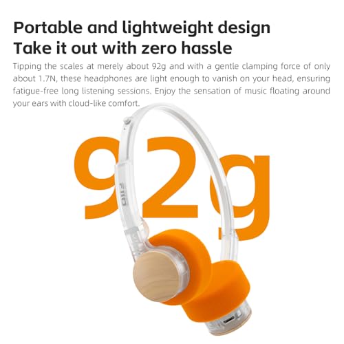 FiiO EH11 Retro On-Ear Bluetooth Headphones, LDAC Hi-Res Wireless, Lightweight 92g, 30H Playtime, Dual Device Connection, App EQ & Gaming Mode, Built-in Mic, Transparent Black - color: Transparent Black