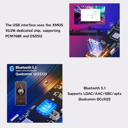 Gustard DAC-R26II 26-Bit R2R DAC, Discrete Streamer Decoder with DSD2048, USB/Opt/Coax/IIS/AES/LAN Input, Fully Balanced Digital-Analog Converter, 10MHz Clock, Home Audio Network Streaming DAC, Black