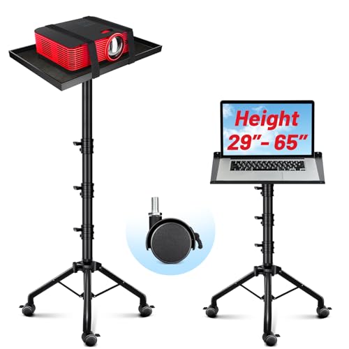 CAHAYA Projector Stand Adjustable Laptop Tripod Stand Portable with Casters | Height 29 to 65in Projector Stand Portable Multifunctional DJ Rack Stand for Outdoor Movies Computer Book DJ Equipment CY0332 - style: Tripod Stand with Casters