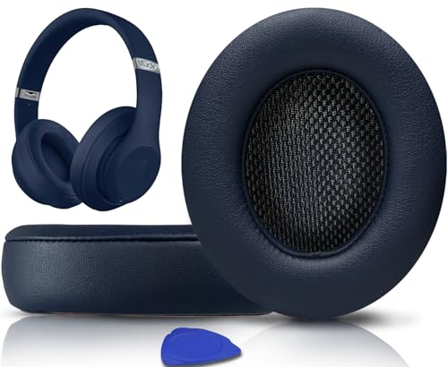 Replacement Ear Pads Cushions for Beats Studio 2 & Studio 3 Wired & Wireless Headphones, Earpads with Soft Protein Leather, Noise Isolation Memory Foam, Added Thickness - Navy Blue - color: Navy Blue