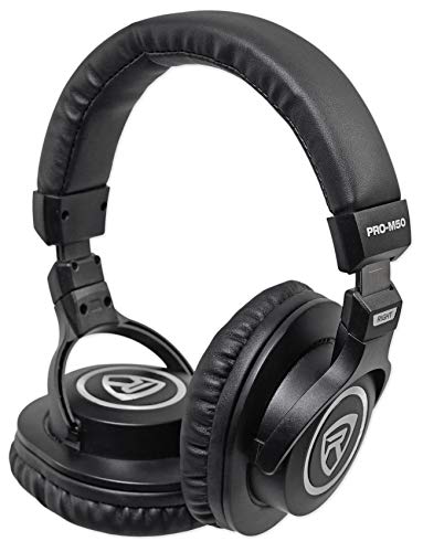 Rockville PRO-M50 Bundle: Studio Monitor Headphones, USB Mac PC Cardioid Condenser Recording Podcast Microphone, Detachable Cable Case Extra Ear Pad, 2-Items
