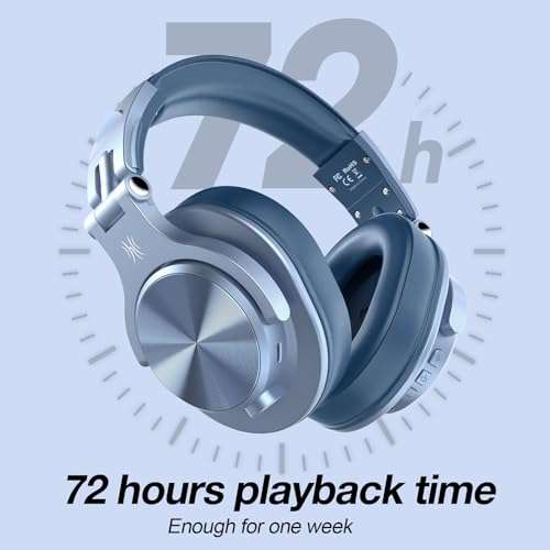 OneOdio A70 Bluetooth Over-Ear Headphones, Hi-Res Wired DJ Studio - SB | Wireless over-ear headphones with 72H playtime, 3.5mm/6.35mm wired jacks for studio monitoring, mixing, guitar, amp and PC - color: Sky Blue