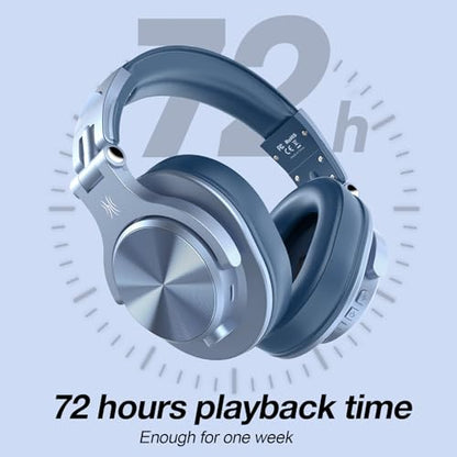 OneOdio A70 Bluetooth Over-Ear Headphones, Hi-Res Wired DJ Studio - SB | Wireless over-ear headphones with 72H playtime, 3.5mm/6.35mm wired jacks for studio monitoring, mixing, guitar, amp and PC - color: Sky Blue