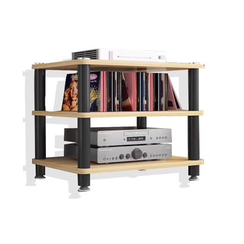 HiFi Racks Media Components Cabine, Heavy Duty Audio Component Stand, Amplifier Console Shelf Organizer, 2/3/4 Tier Speaker Audio Rack Tower(Walnut,3-Tier) - color: Walnut, size: 3-Tier
