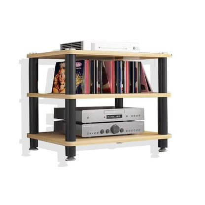 HiFi Racks Media Components Cabine, Heavy Duty Audio Component Stand, Amplifier Console Shelf Organizer, 2/3/4 Tier Speaker Audio Rack Tower(Walnut,3-Tier) - color: Walnut, size: 3-Tier