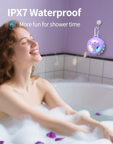 EBODA Waterproof Speaker Shower Bluetooth Portable Gift for Teenage Girls | IP67 Wireless Small Speakers, Loud Clear Sound, Floating, 24H Playtime for Home, Beach, Kids, Teen Boys Trendy Stuff-Purple - color: Purple