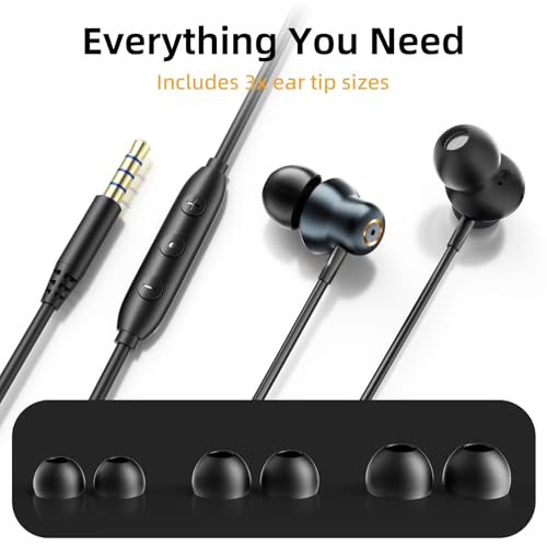 ENC Noise Cancelling Wired Earbuds, Hybrid Driver Wired Headphones with 3.5mm Jack, Microphone Hands-Free Calls in-Ear Headphones for iPhone 16/15/PC