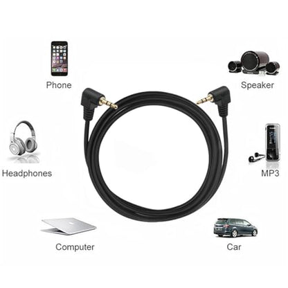 Right Angle Cable, Gold Plated 90 Degree | 3.5 Male to Male Audio Stereo Jack Plug Car Aux 3-Pole TRS (1 Meter) - size: 1 meter
