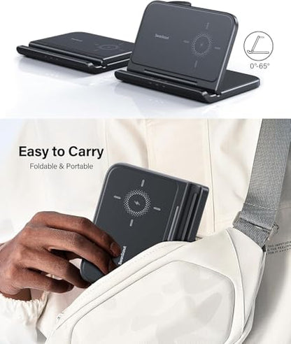 3 in 1 Wireless Charger Stand for Samsung Galaxy Z Fold 8/Z Fold 8 Ultra | Charging Station for Samsung Galaxy Z Fold 7/6/5/4/3, Galaxy Watch 8/8 Classic/Ultra/7/6/5/4, Galaxy Buds, SwanScout 705S