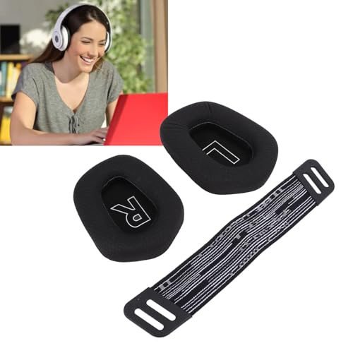 Earpad Replacement, Breathable Ear Pads Cushions, Mesh Cloth Earpads Accessories with Headband Replacement, Elastic Headset Ear Cushions Compatible with G733, G335 Headset