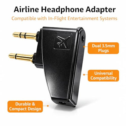 Airplane Headphone Adapter - 3.5mm Jack for Bose 700 QC 2/3 QC45/35 QC35ii QC15/25/20 NC700 SoundLink SoundLinkII AE2 AE2i AE2W & More - Compatible with Most in-Flight Entertainment Systems - size: 1pc