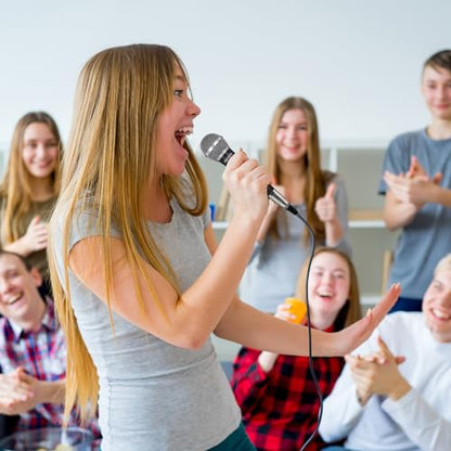 KM58 Handheld Wired Karaoke Microphone, Cardioid Dynamic Vocal Mic with 13.12ft Detachable XLR Audio Cable and ON/Off Switch, for Karaoke Singing Machine, Speaker