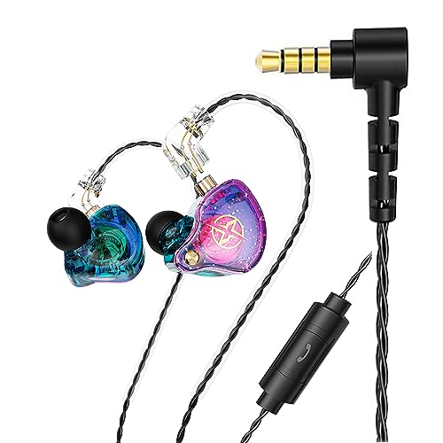 DX2 in-Ear Earphone HiFi in-Ear Earphone Earbud with New 10mm Composite Magnetic Dynamic Driver in Ear Monitor Earbuds with Detachable C Pin 0.75MM Cable (Purple,with Mic) … - color: Purple, size: With Mic